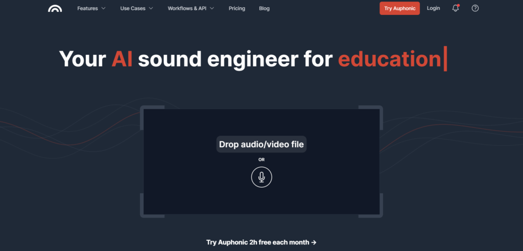 Auphonic AI audio editing tool for automatic leveling and podcast mastering