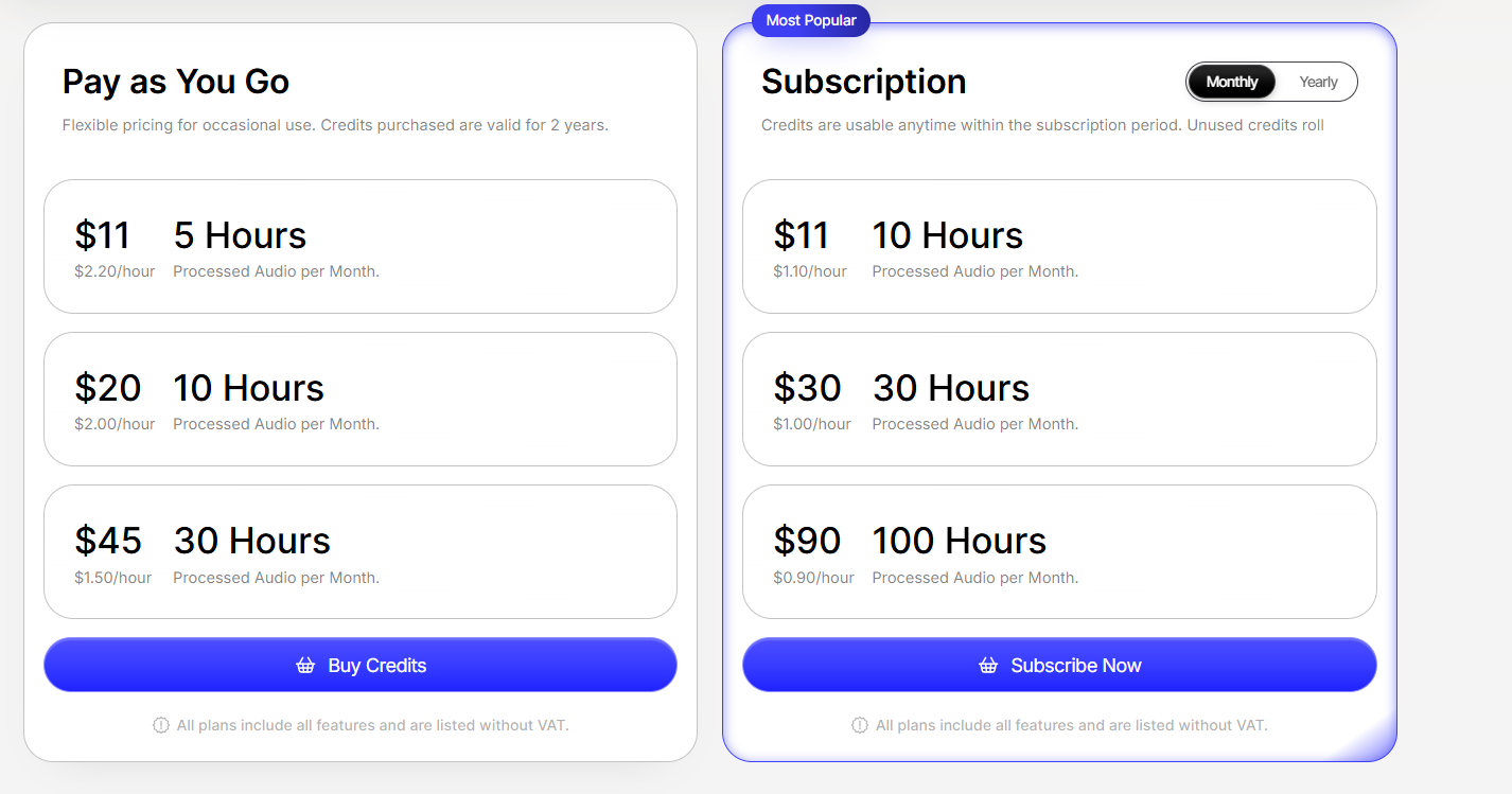 Cleanvoice AI Pricing Plans and Details 