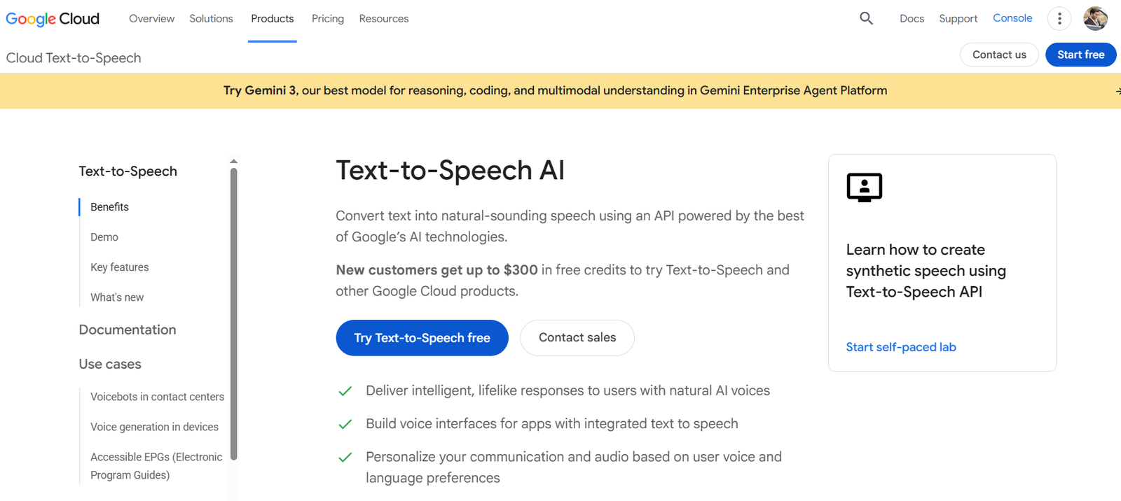Google Cloud TTS - Google Cloud Text-to-Speech is Google’s enterprise speech synthesis API offering over 380 voic
