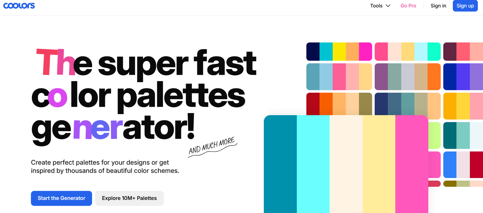 Coolors - Coolors is a browser-based color palette generator that lets designers create five-color combination