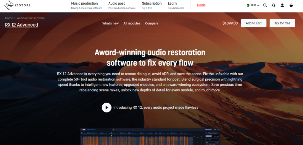 iZotope RX 12 professional audio restoration and repair software