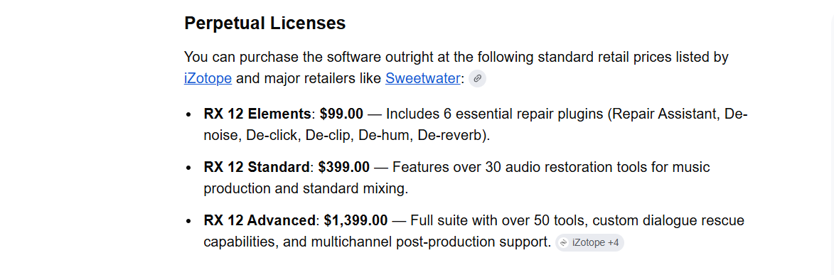 iZotope RX Pricing Plans and Details 