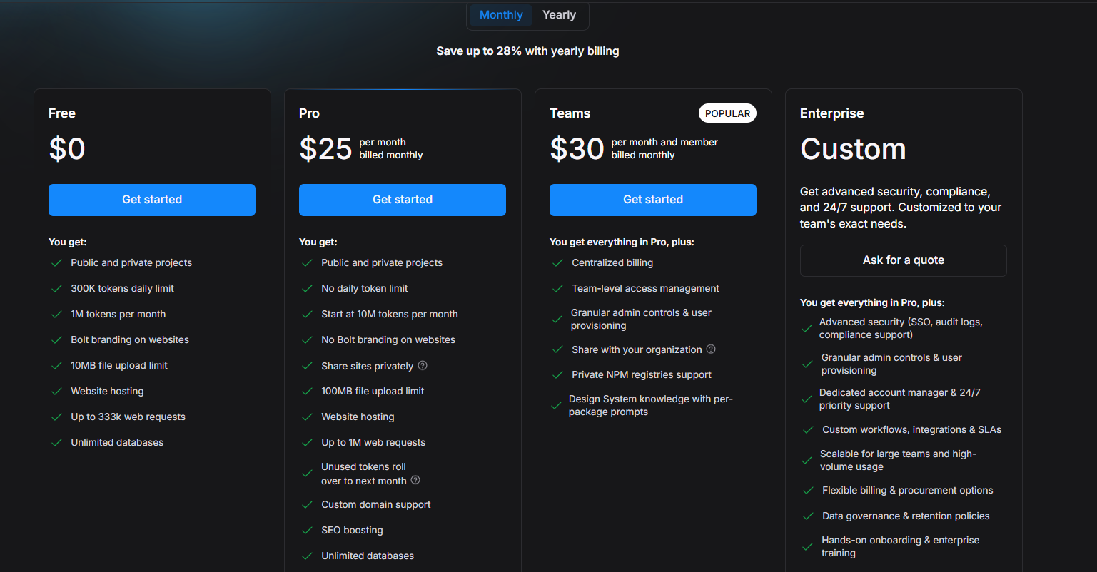 Bolt.new Pricing Plans and Details