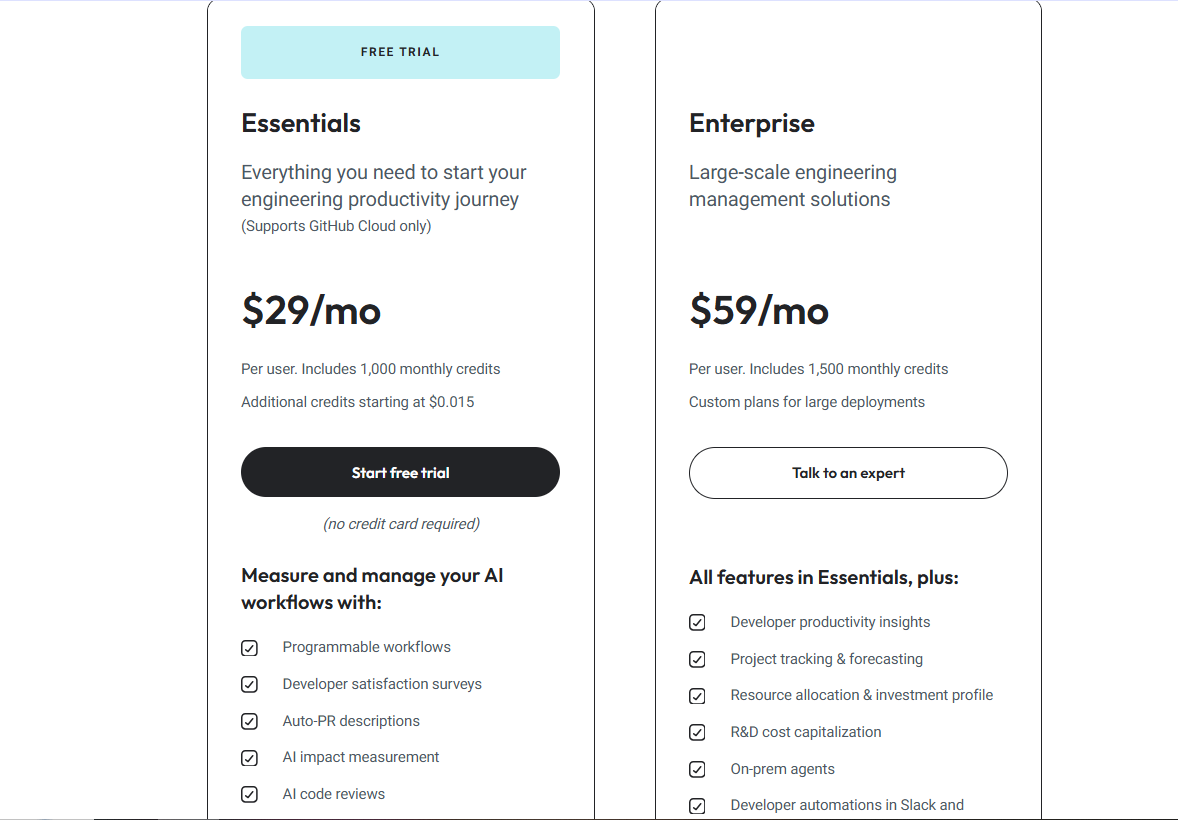 LinearB Pricing Plans and Details
