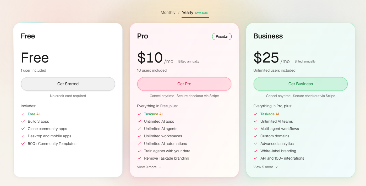 Taskade Pricing Plans and Details