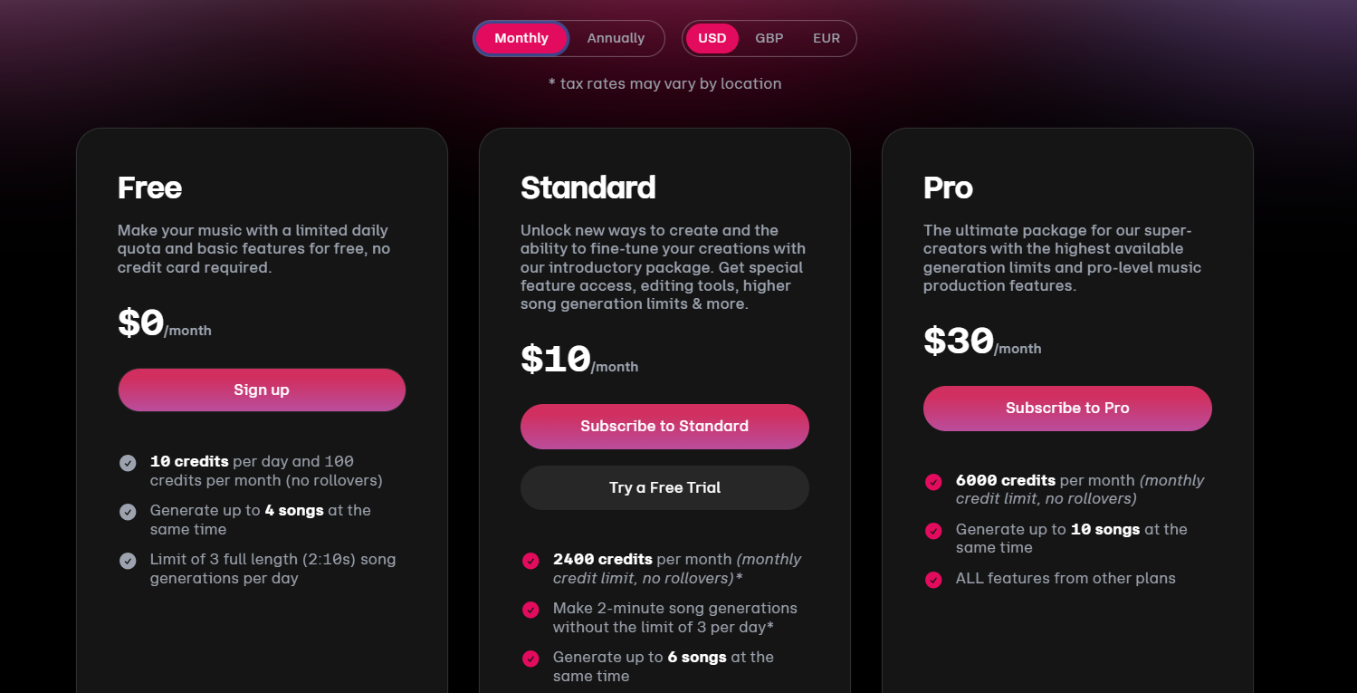 Udio Pricing Plans and Details