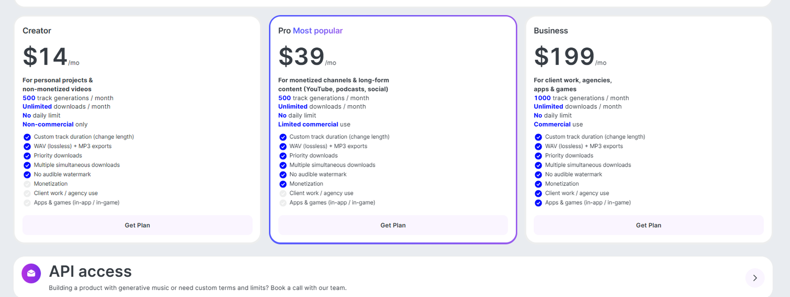 Mubert Pricing Plans and Details