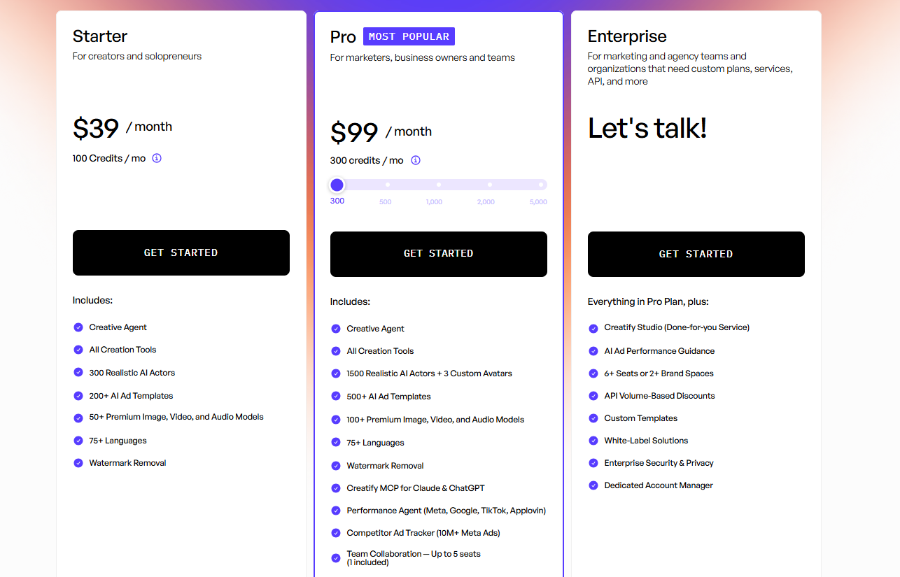 Creatify AI Pricing Plans and Details