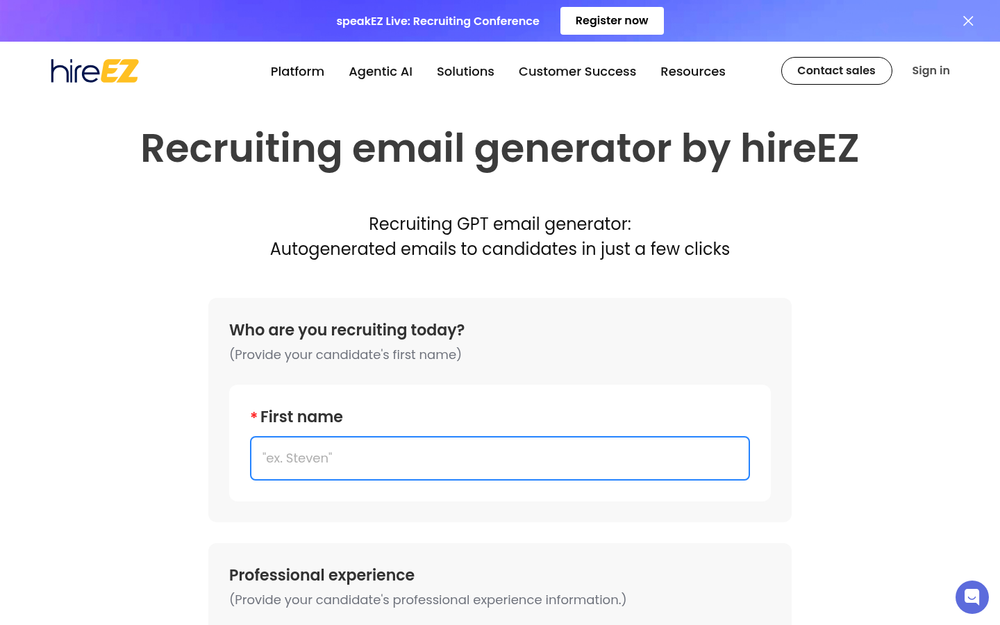 HireEZ outbound candidate sourcing engine and recruitment CRM interface