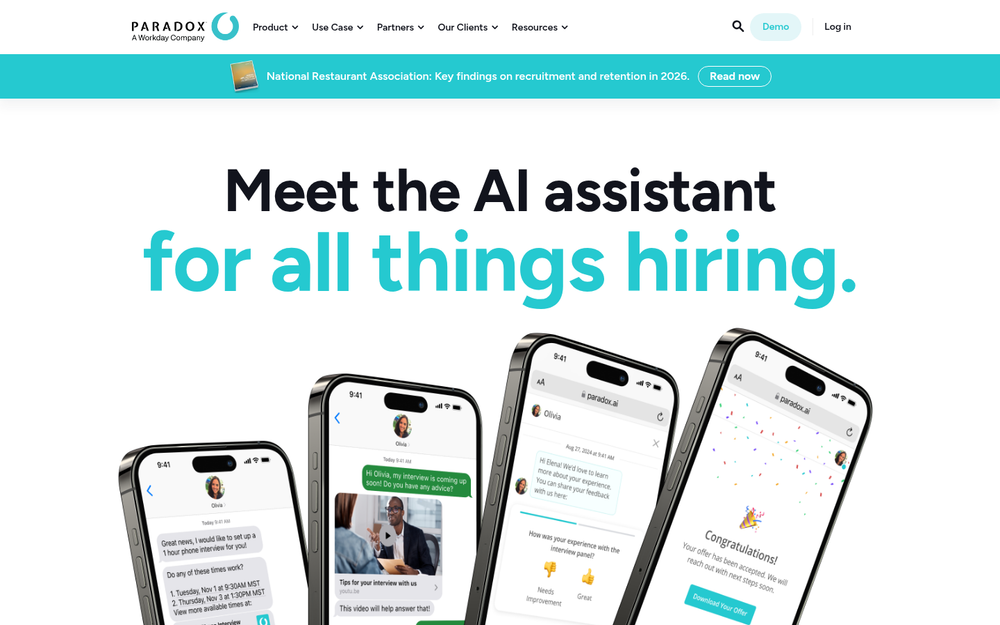 Paradox Olivia conversational AI assistant scheduling candidate interviews via SMS