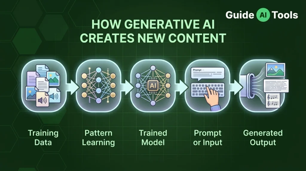 How does generative AI create new content?