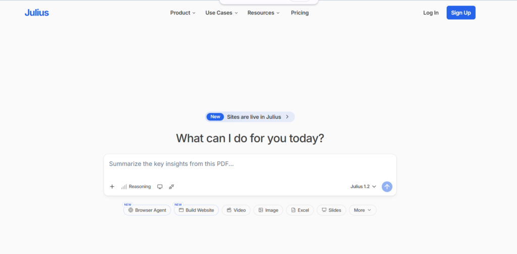 Julius AI logo, no-code conversational data analysis tool