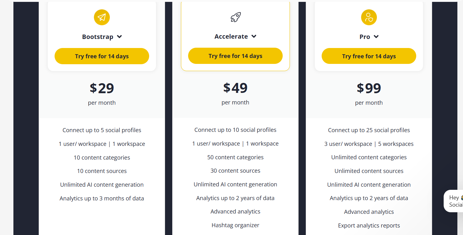 SocialBee Pricing Plans and Details