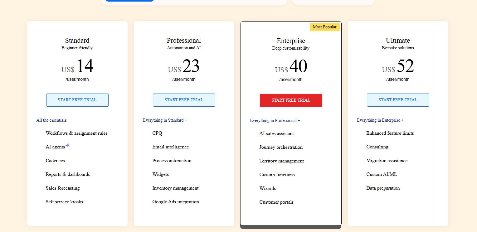 Zoho CRM Pricing Plans and Details