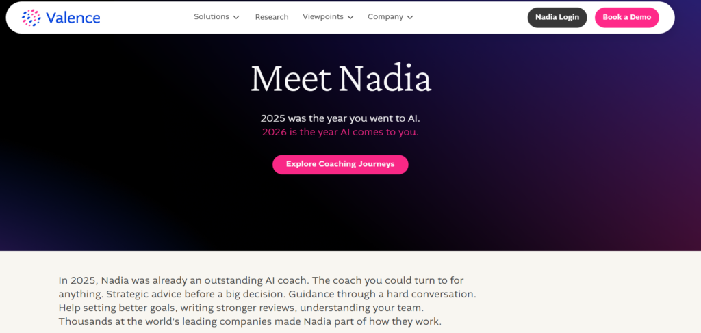 Valence Nadia AI coaching assistant integrated natively inside Microsoft Teams