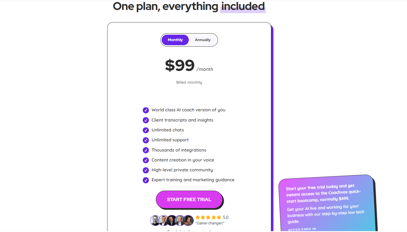 Coachvox AI Pricing Plans and Details