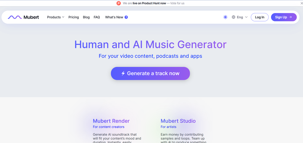 Mubert AI music generator for API-based music, apps and adaptive audio