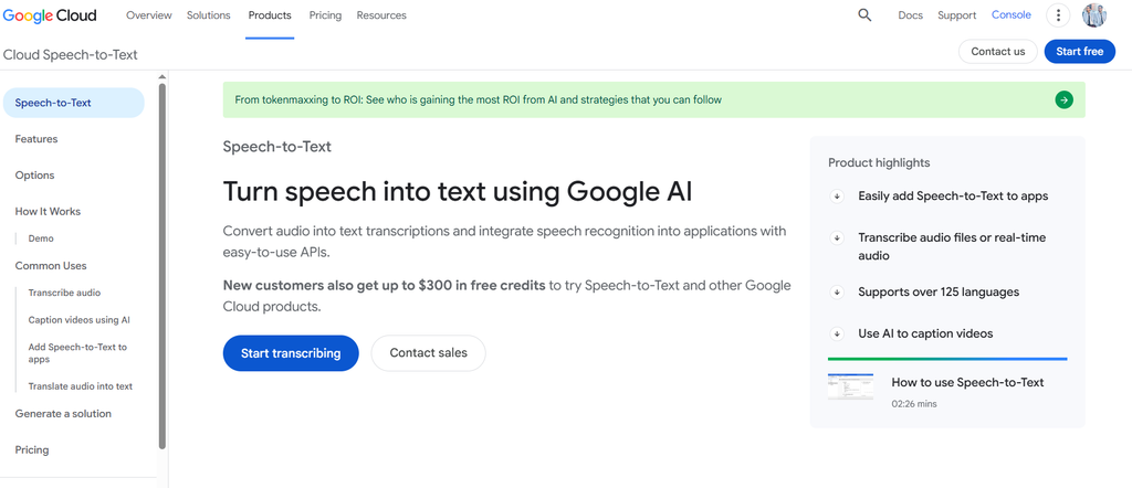 Google Cloud Speech-to-Text software for real-time and batch audio transcription