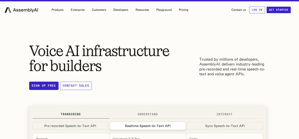 AssemblyAI speech recognition platform for transcription and audio intelligence
