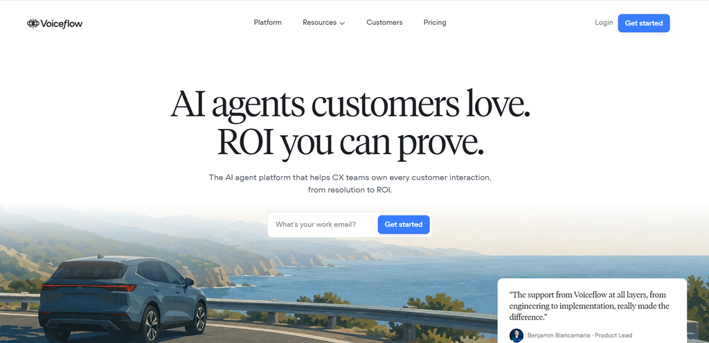 Voiceflow platform for building custom AI voice and chat assistants
