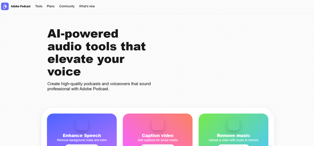 Adobe Podcast AI audio editing tool for speech enhancement and noise removal