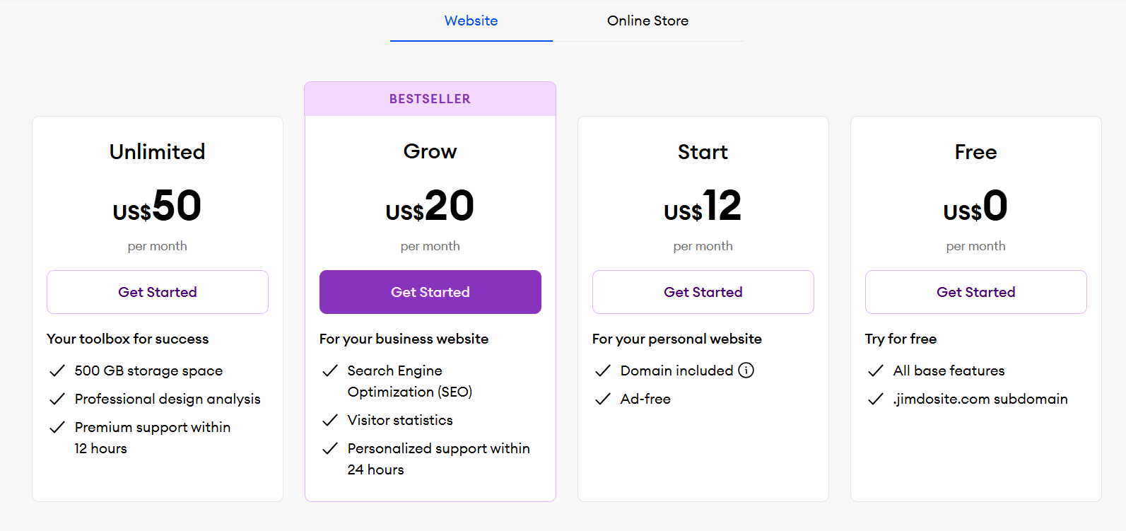Jimdo Pricing Plans and Details