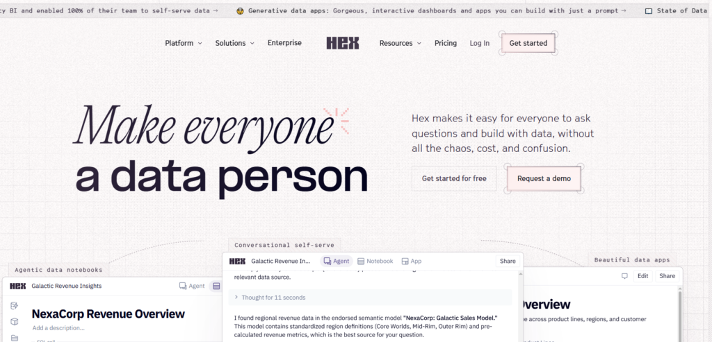 Hex logo, AI analytics tool for SQL and Python data teams