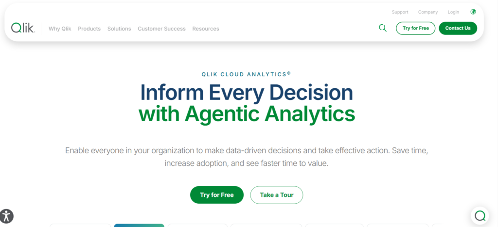 Qlik logo, governed enterprise AI analytics platform