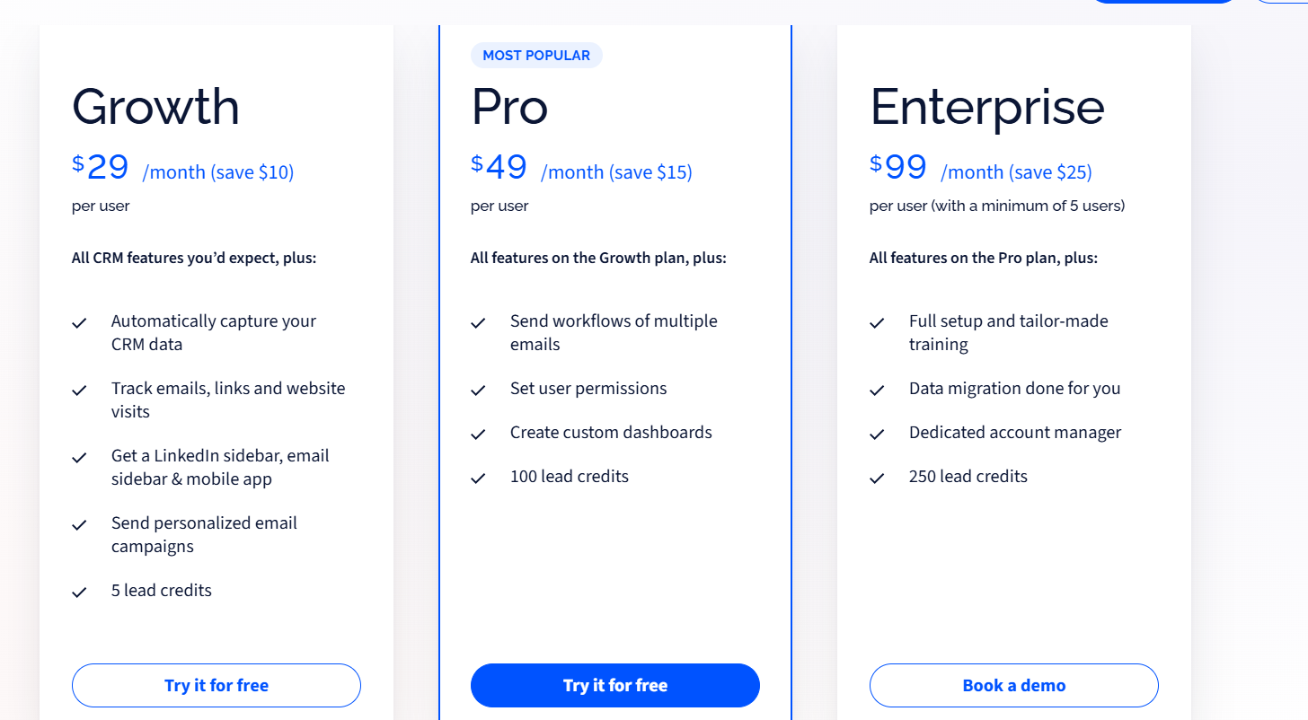 Salesflare Pricing Plans and Details