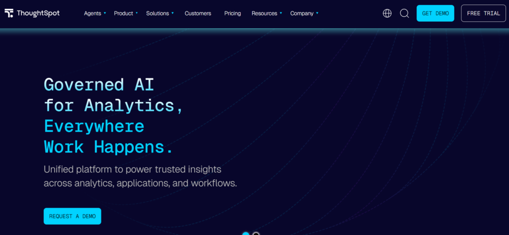 ThoughtSpot logo, conversational AI analytics software