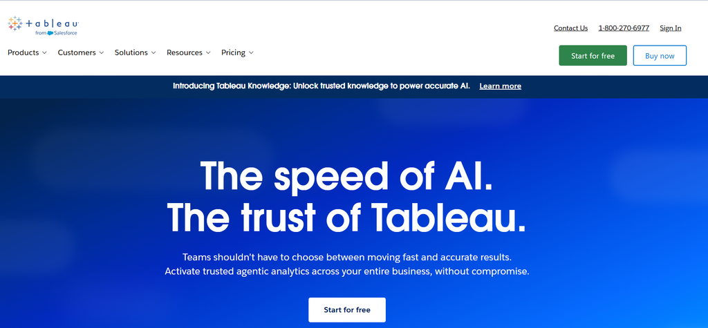 Tableau logo, AI-powered visual analytics platform